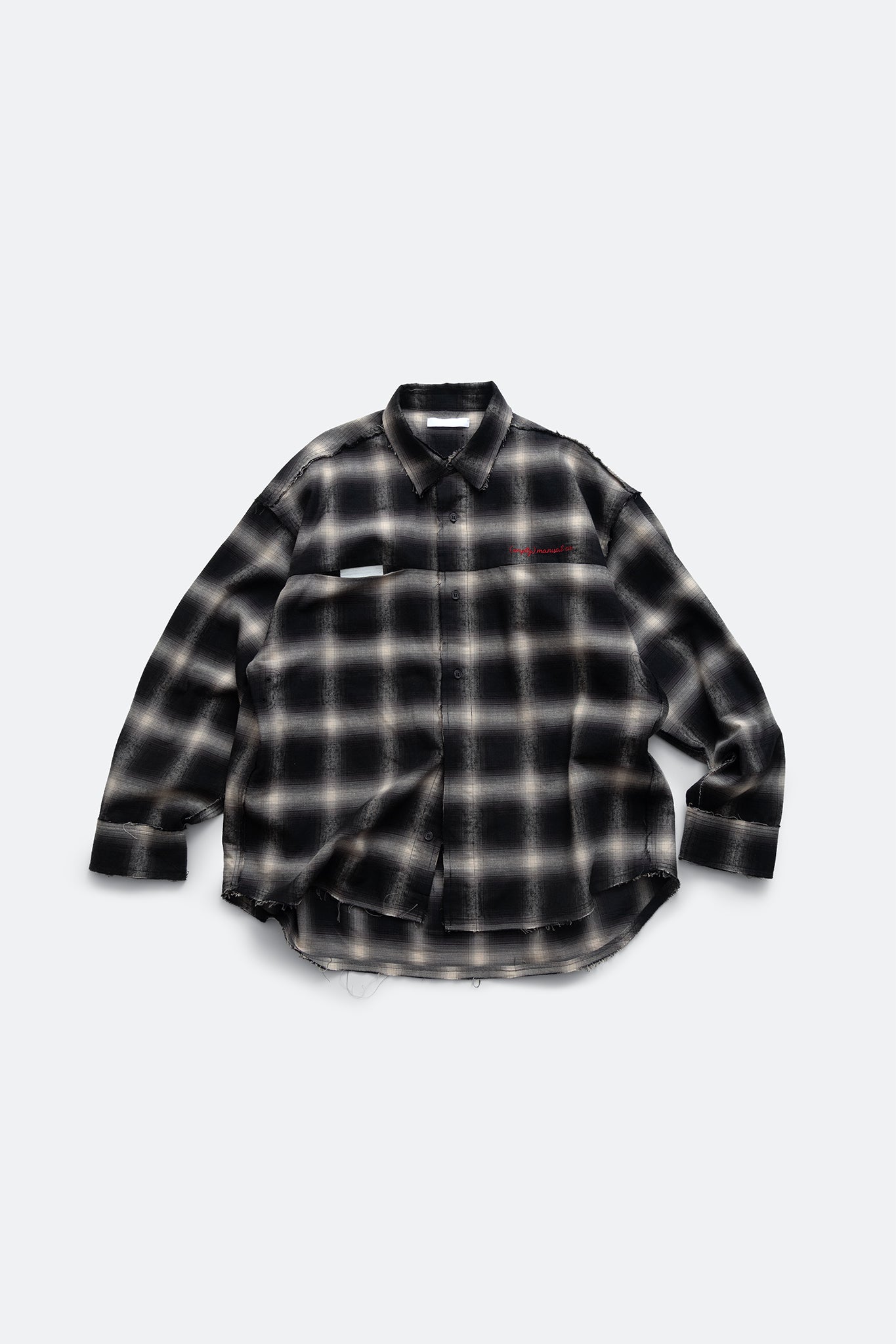 distressed ombre check shirt - black & white