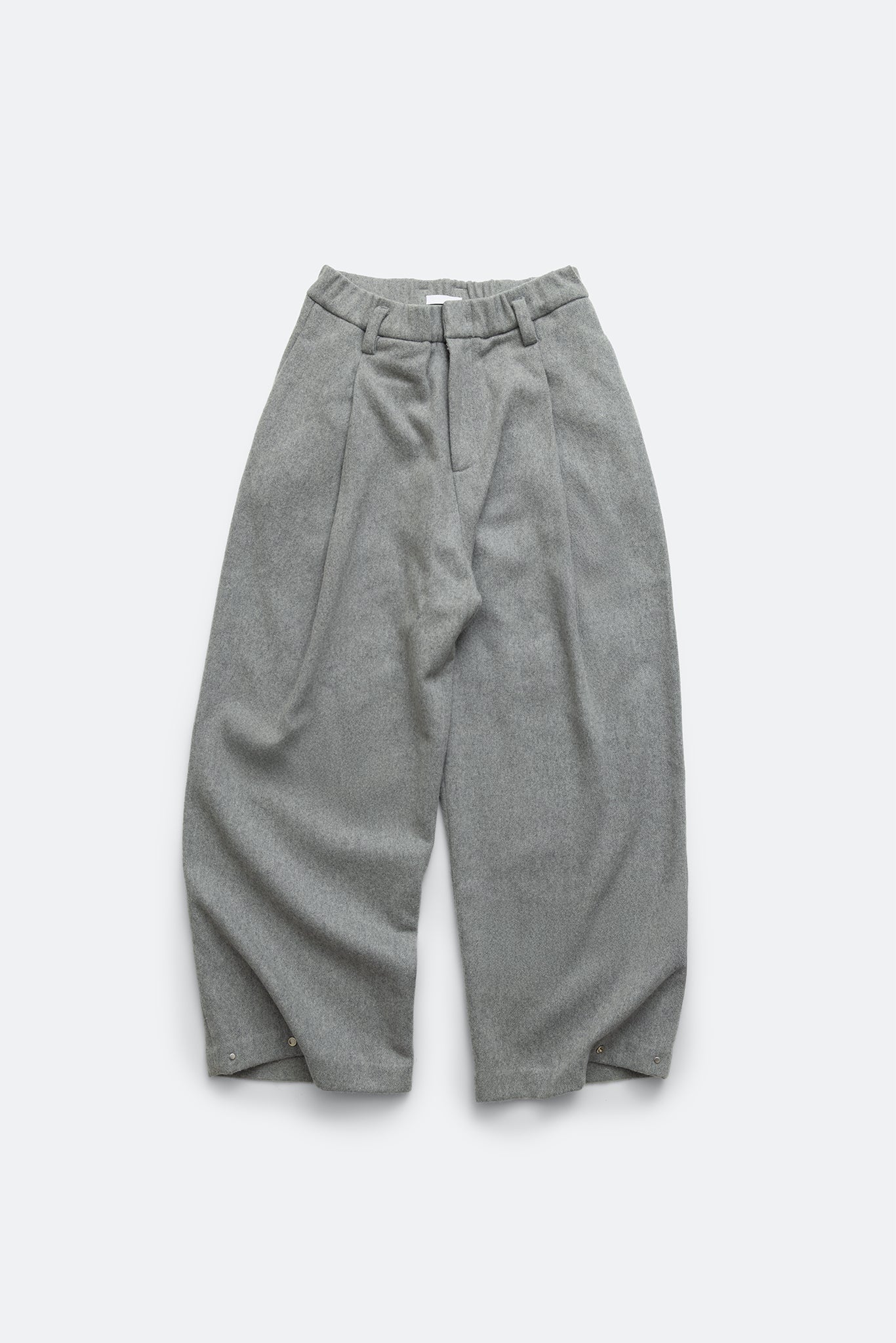 wool blend pleated pants - marl grey