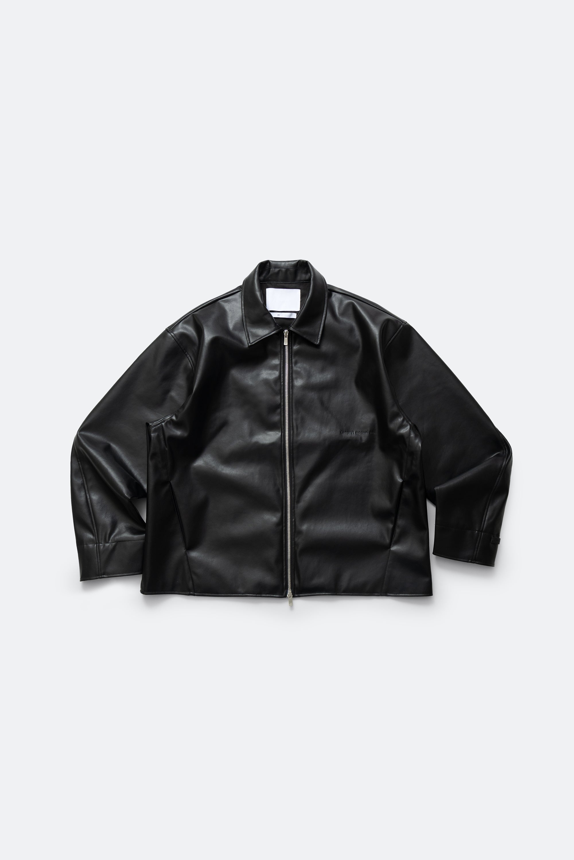 faux leather coach jacket - shungite black