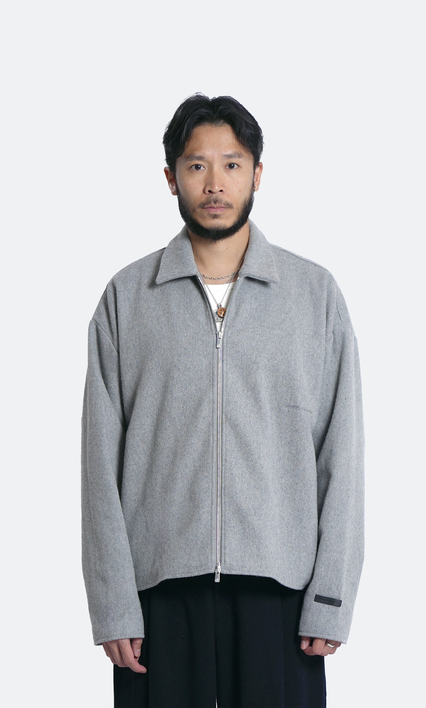 wool blend blouson jacket - marl grey