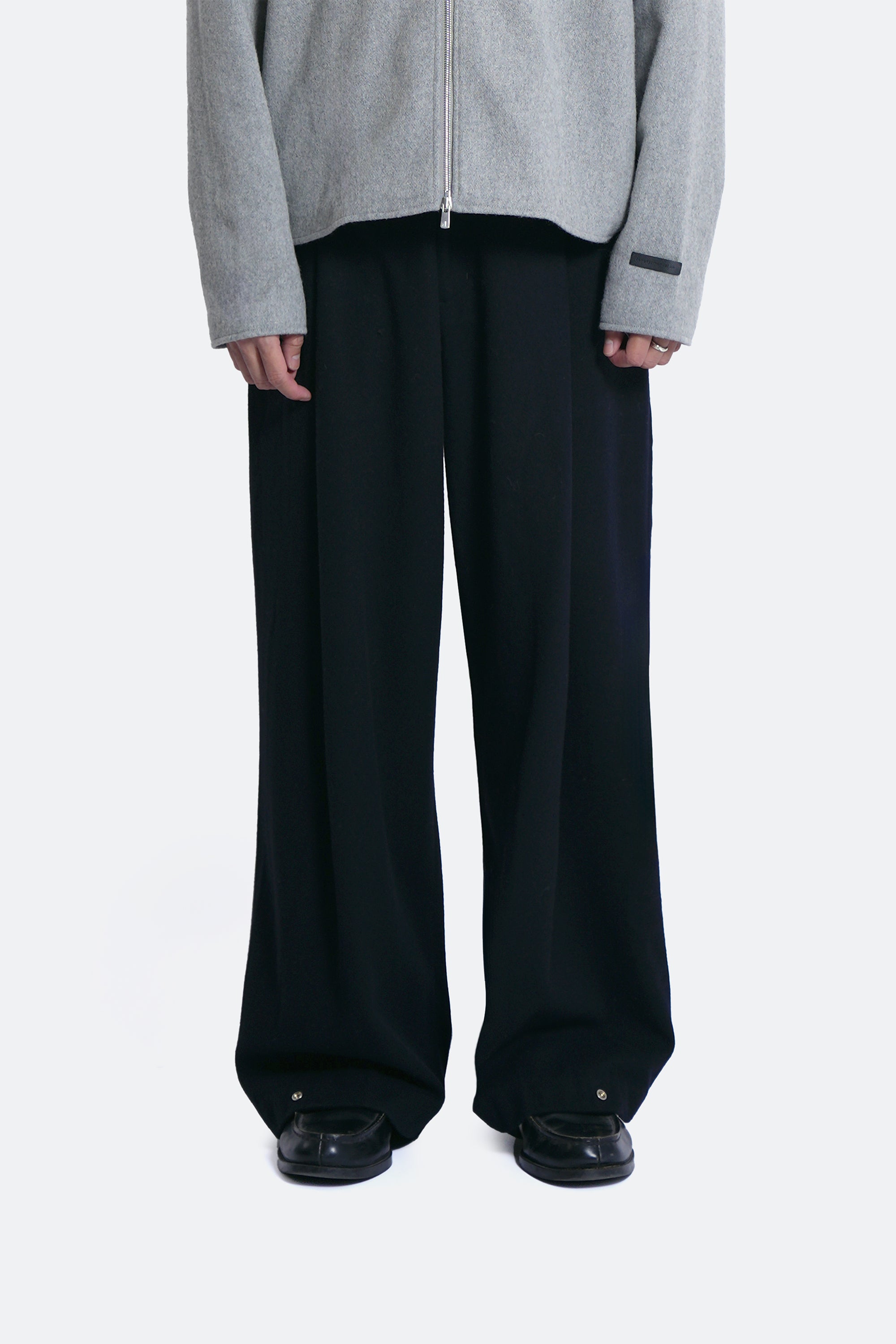 wool blend pleated pants - indigo black