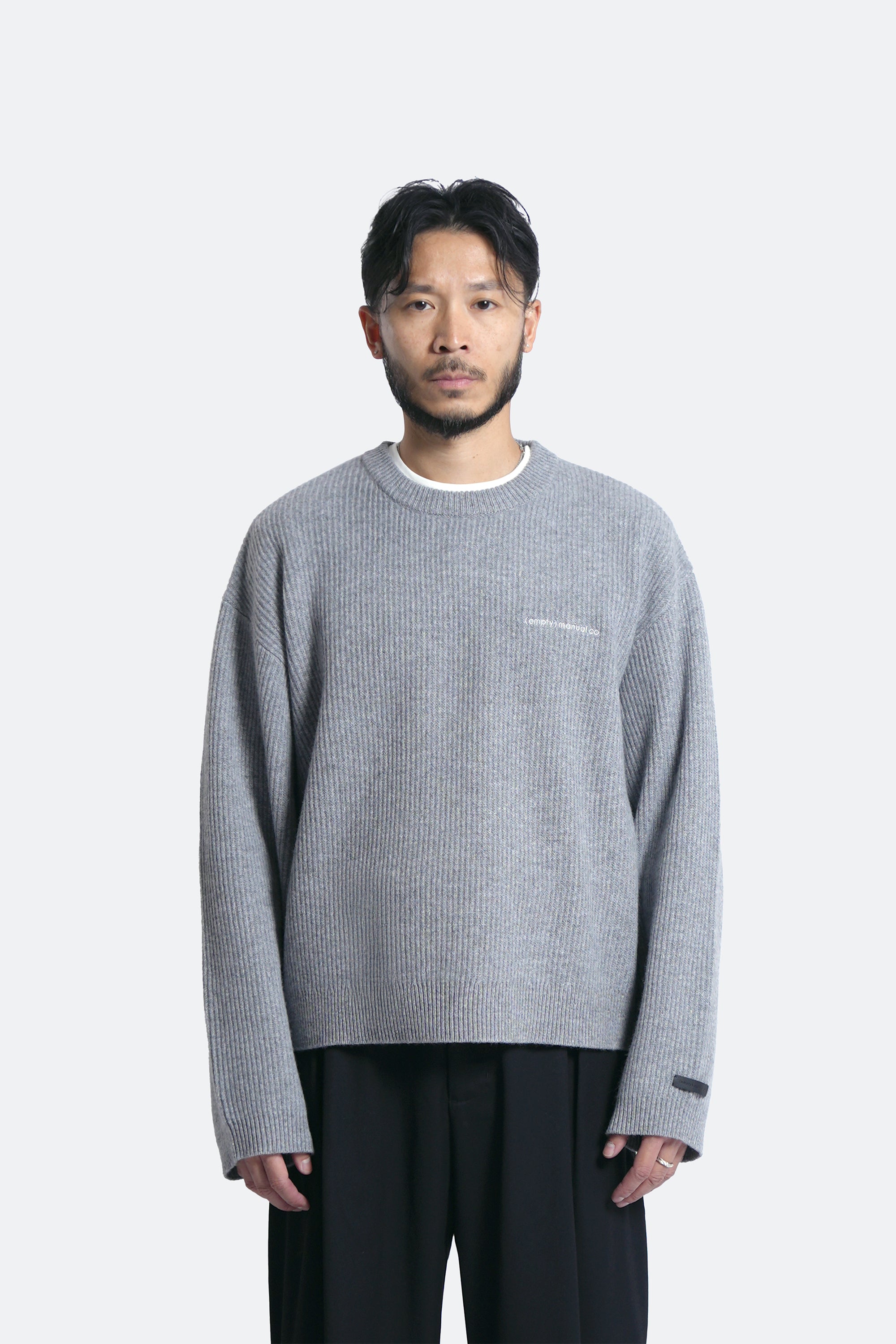 darning elbow wool pullover - marl grey