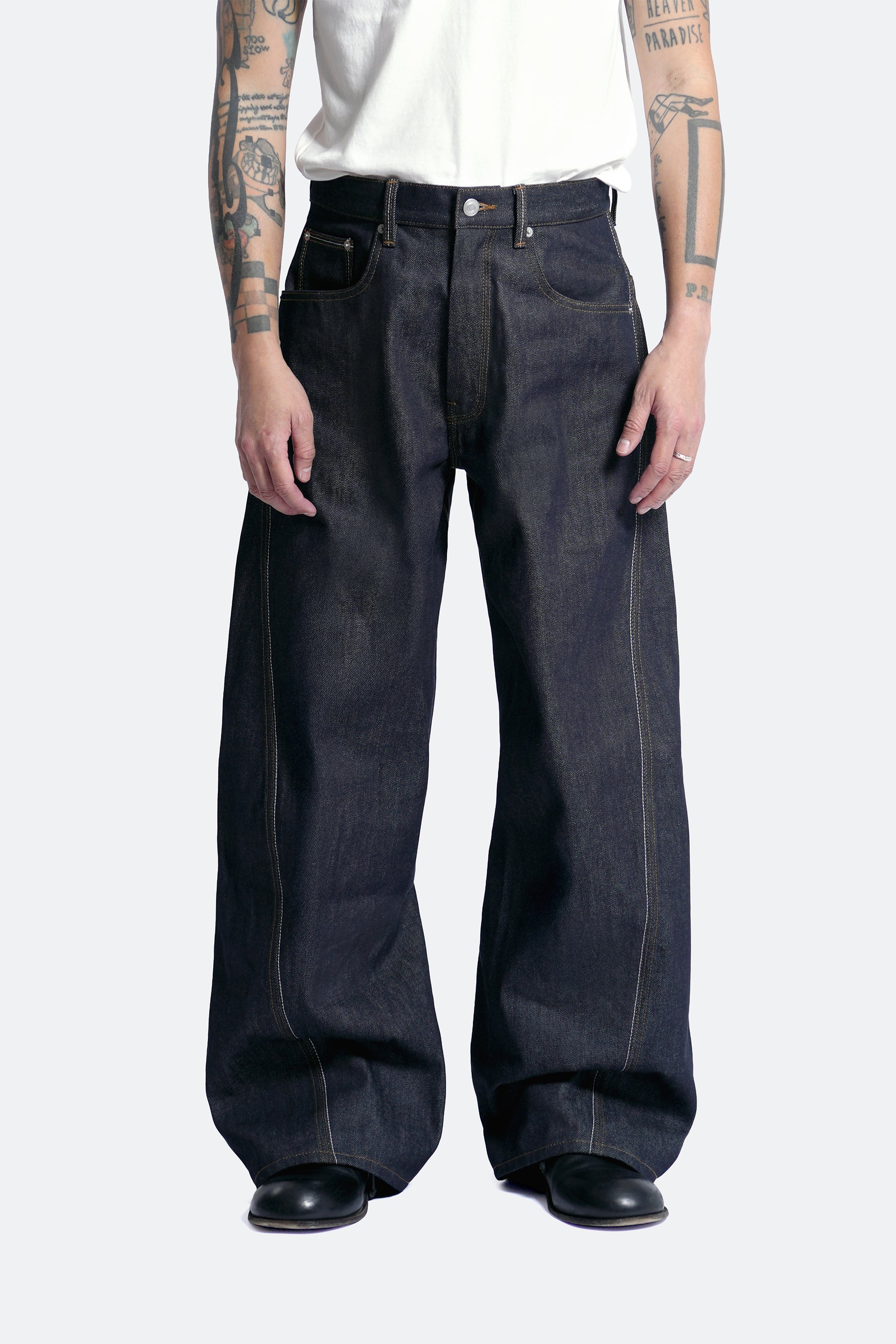 3D raw denim jeans - indigo blue
