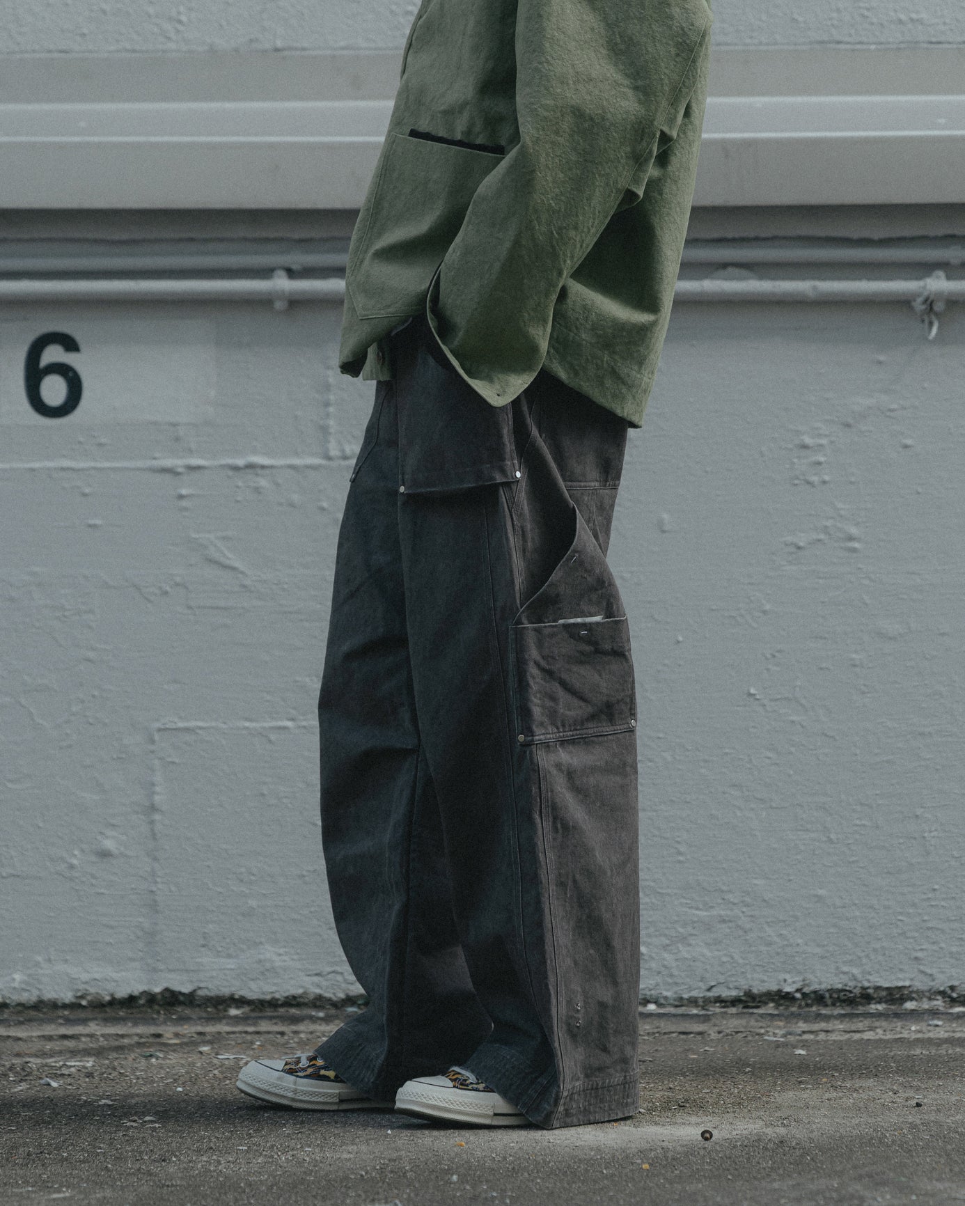 utility cargo pants - purplish grey