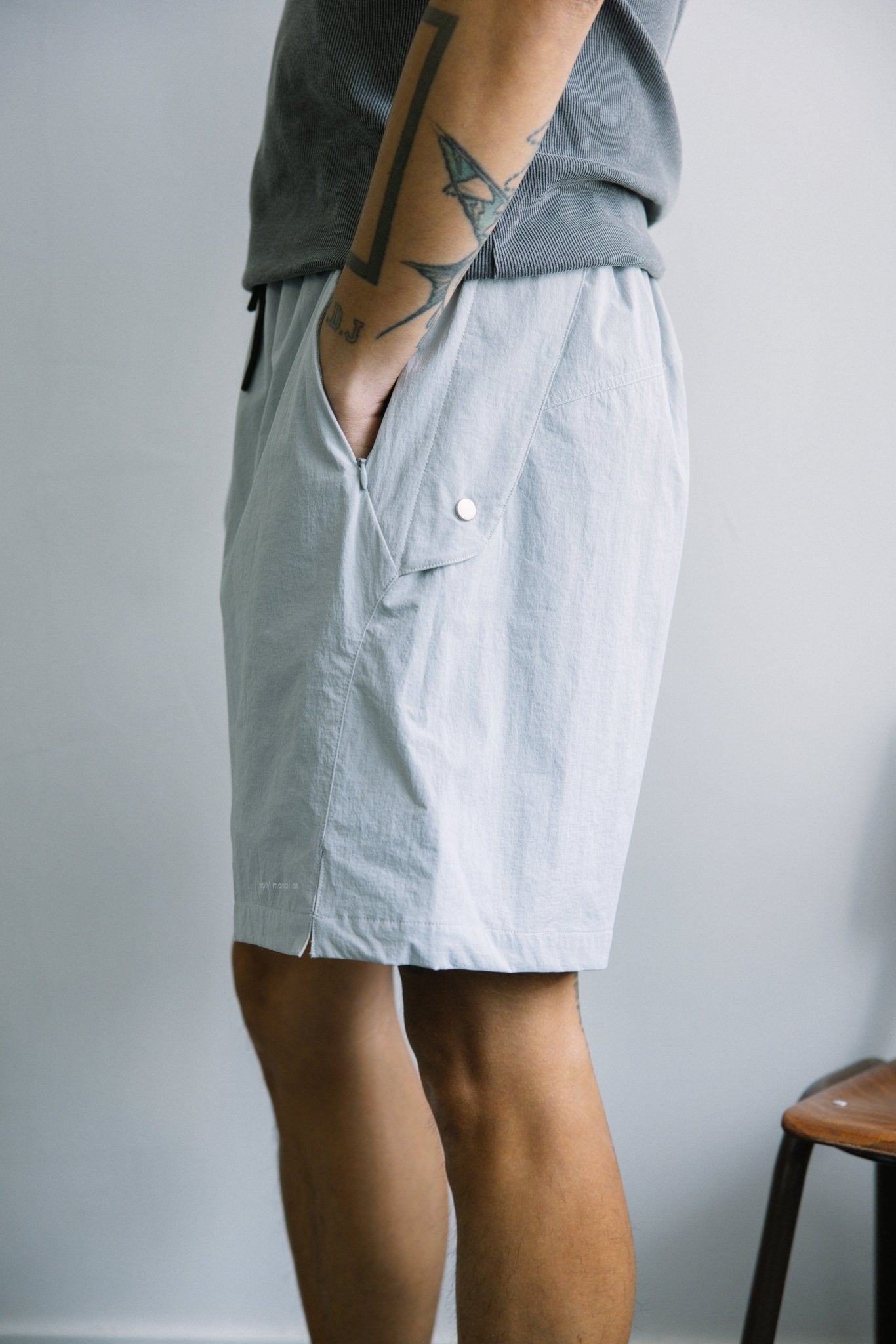 (empty) manual co. all climate shorts/ frost grey & glacier blue - GROGROCERY