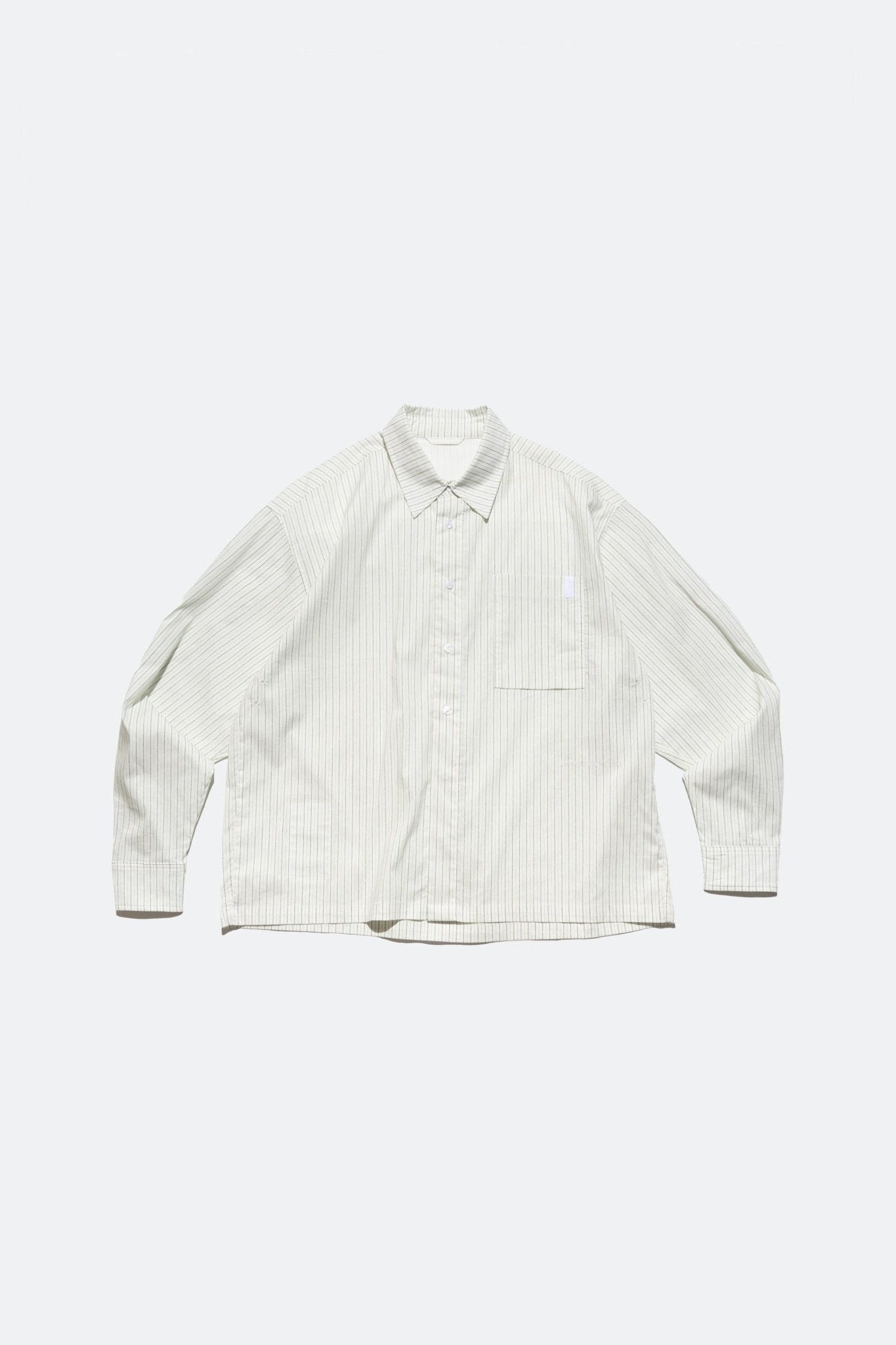(empty) manual co. all day shirt/ ivory & green stripe - GROGROCERY