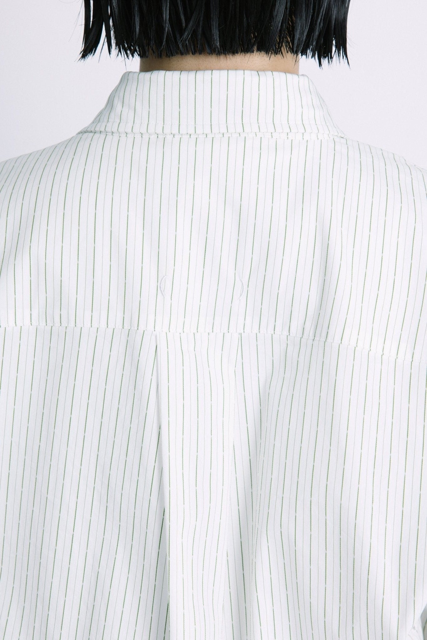 (empty) manual co. all day shirt/ ivory & green stripe - GROGROCERY