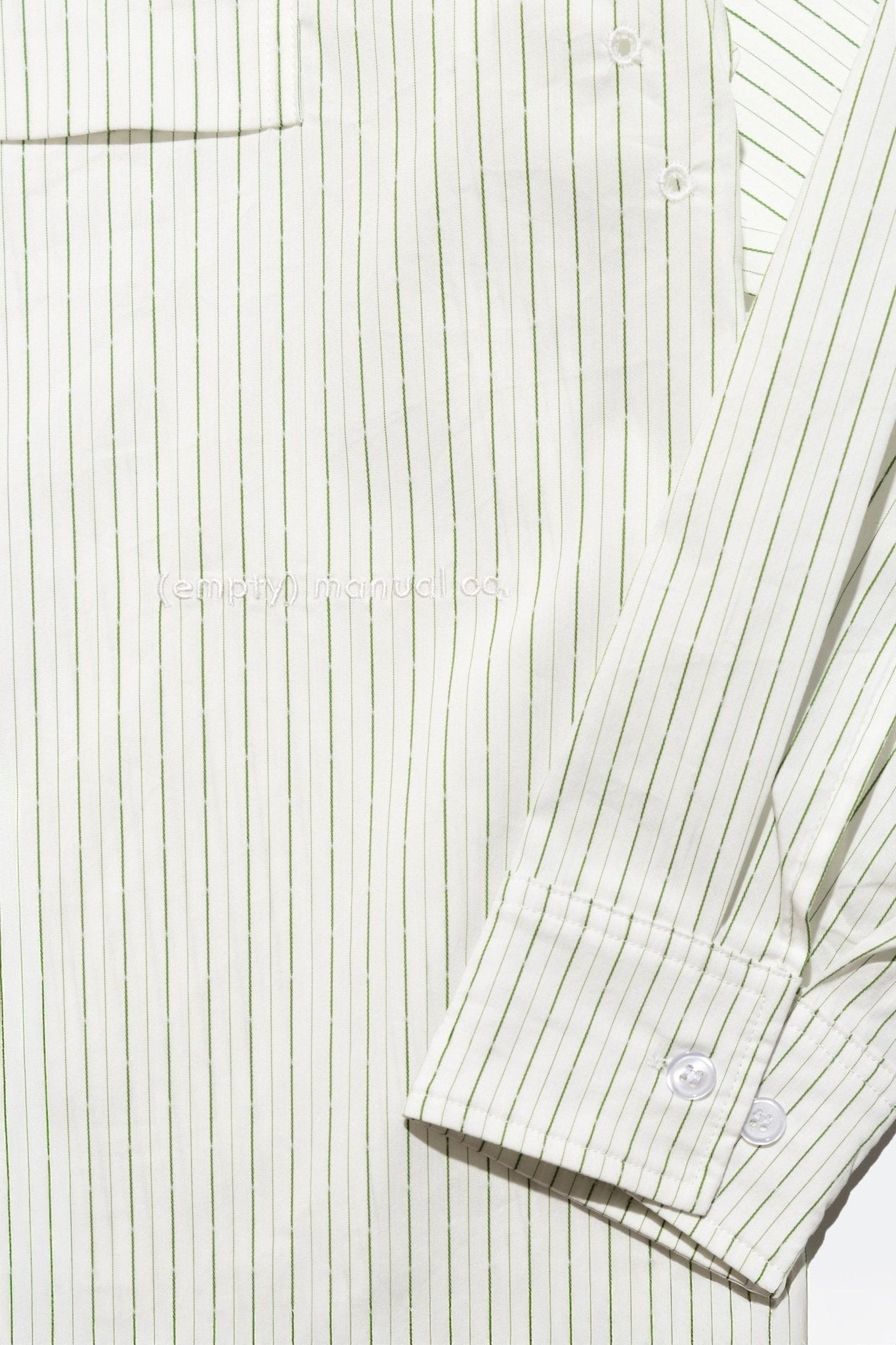 (empty) manual co. all day shirt/ ivory & green stripe - GROGROCERY