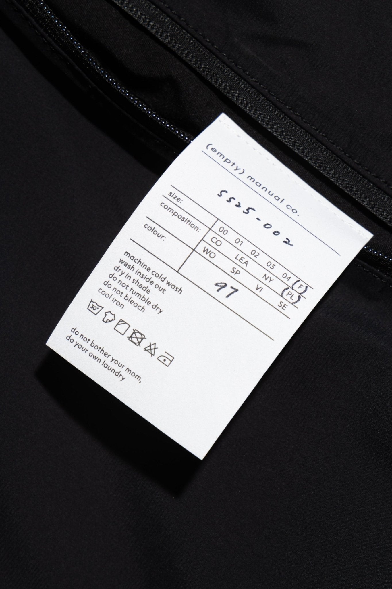 (empty) manual co. asymmetric padded bag/ matte black - GROGROCERY