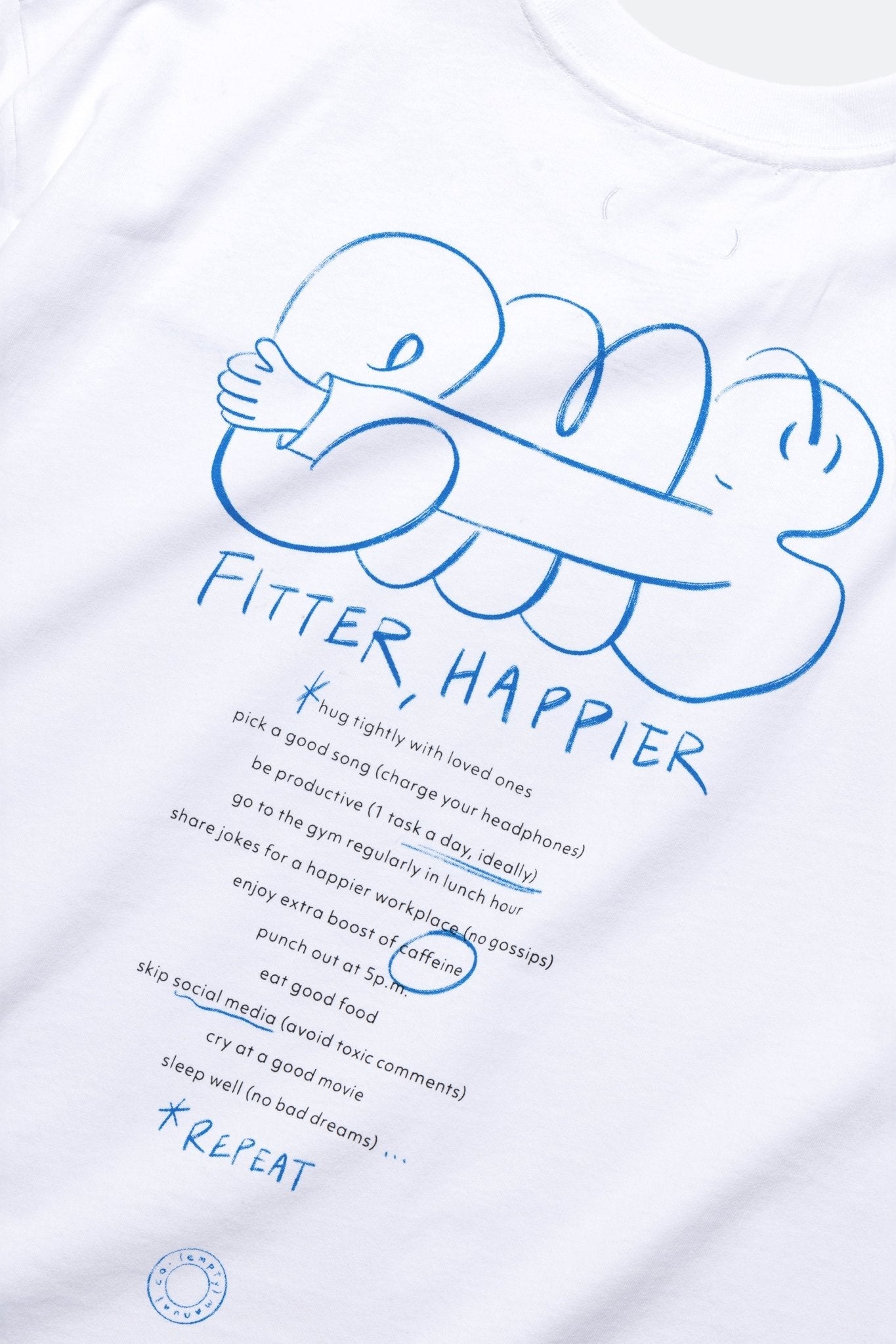 (empty) manual co. fitter happier tee/ white - GROGROCERY
