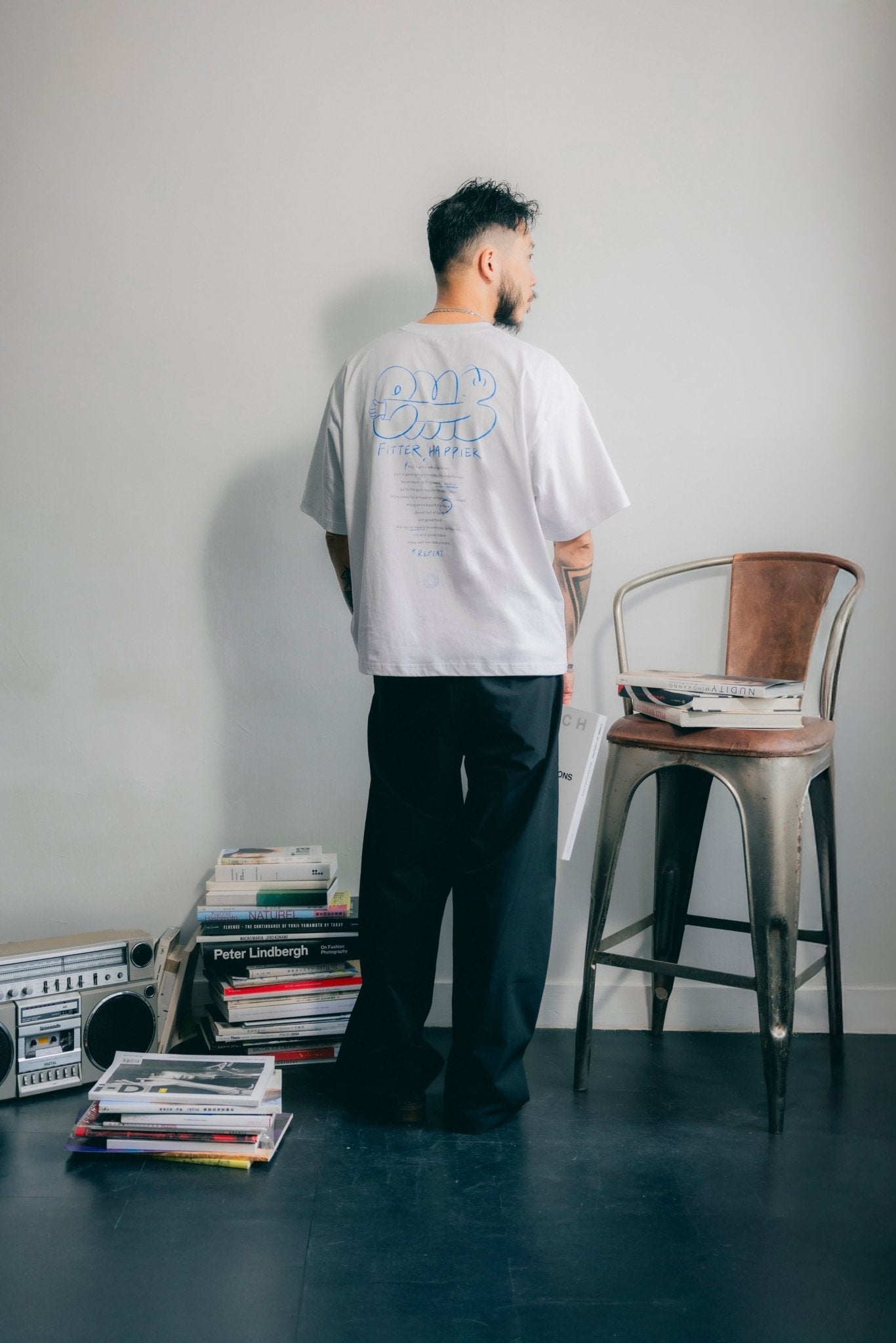 (empty) manual co. fitter happier tee/ white - GROGROCERY