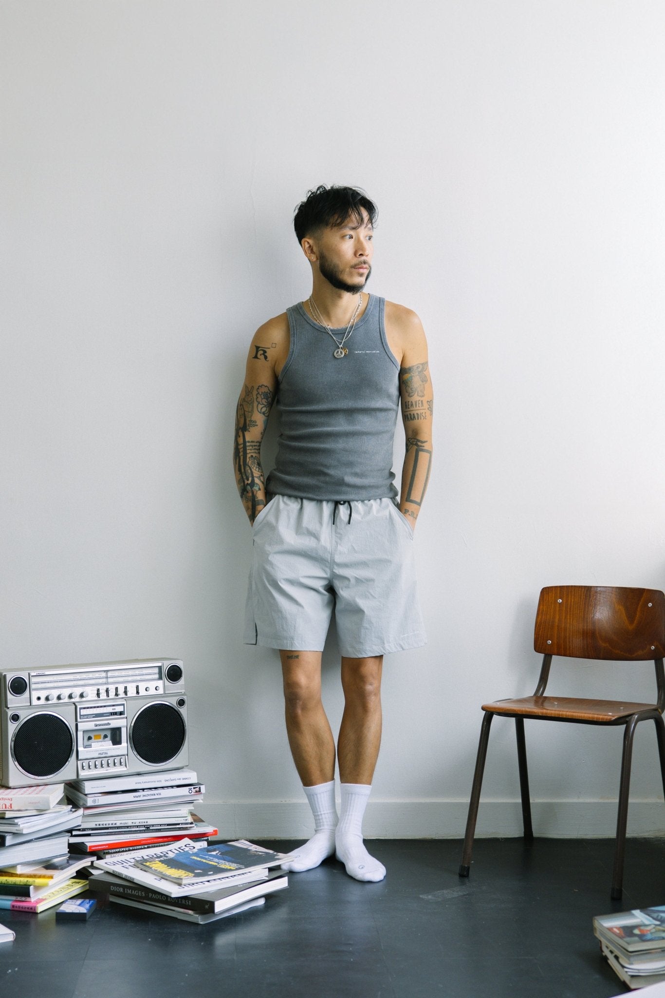(empty) manual co. natty tank top/ washed grey - GROGROCERY