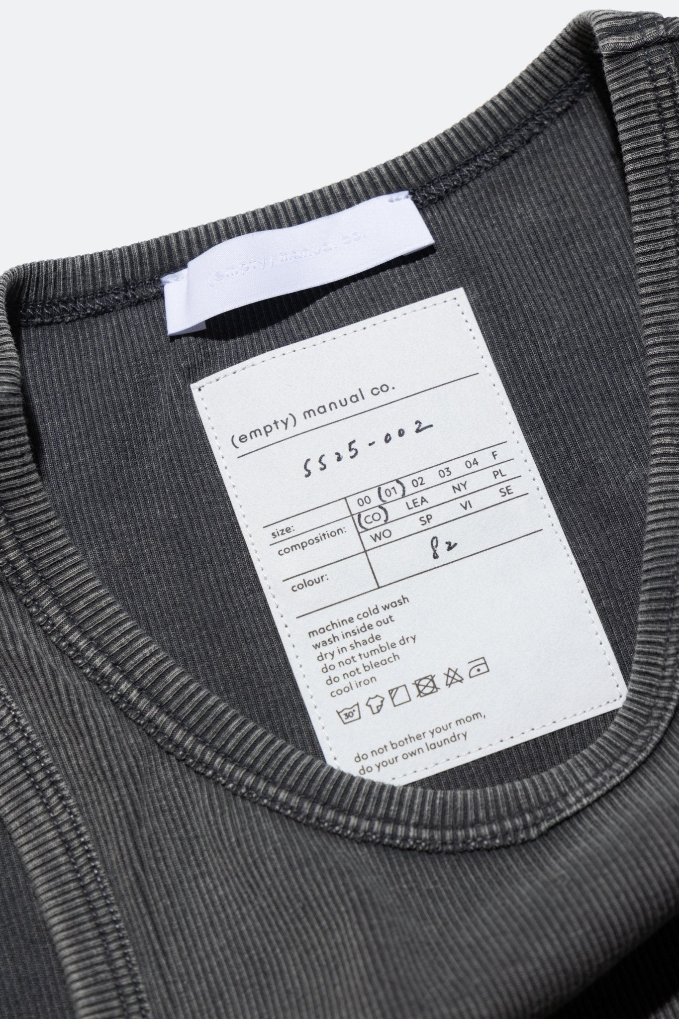 (empty) manual co. natty tank top/ washed grey - GROGROCERY