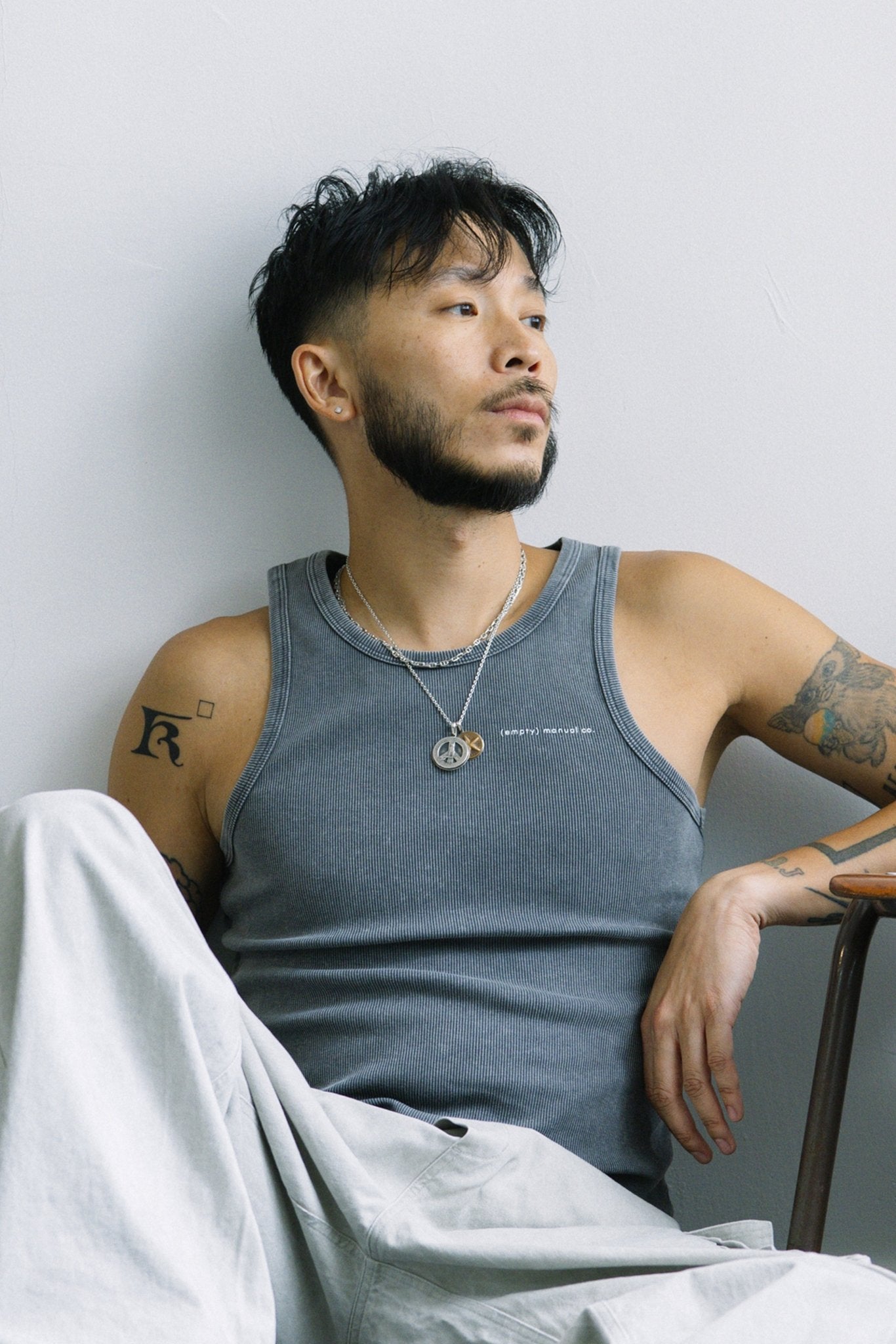 (empty) manual co. natty tank top/ washed grey - GROGROCERY