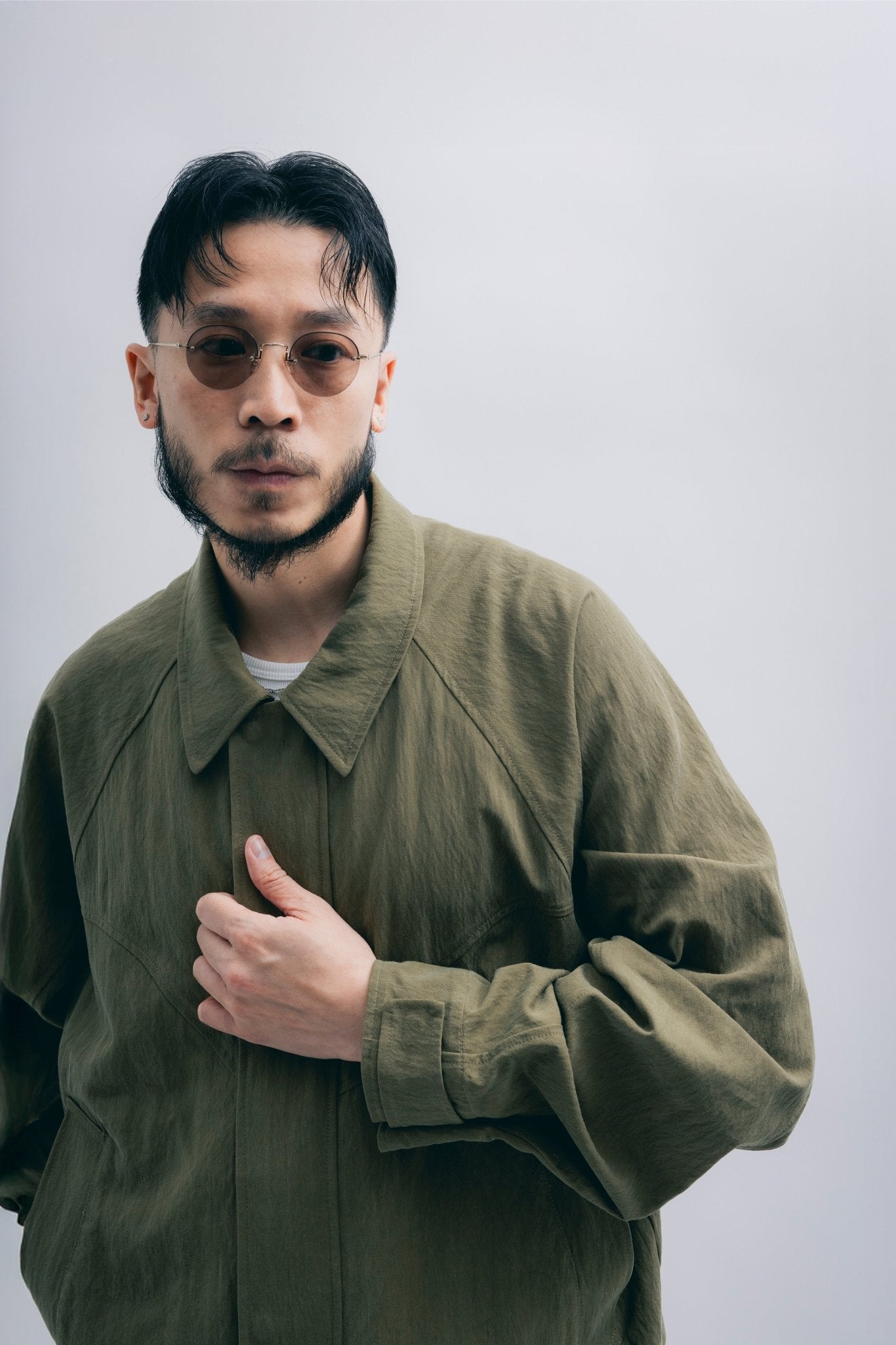 panelled blouson jacket - army green
