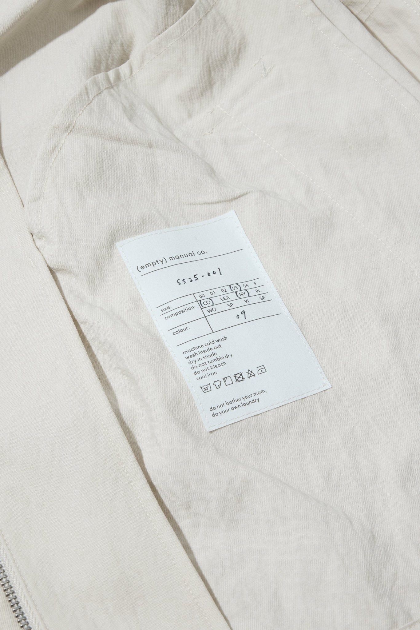 (empty) manual co. panelled blouson jacket/ light beige - GROGROCERY