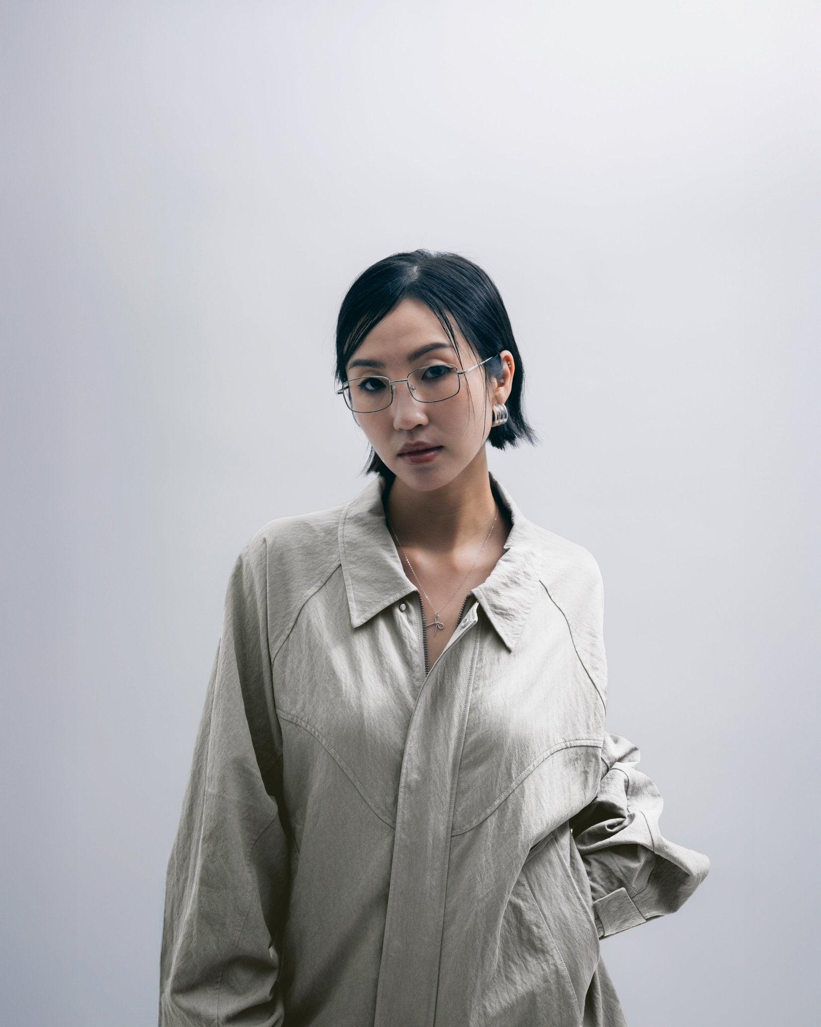 (empty) manual co. panelled blouson jacket/ light beige - GROGROCERY