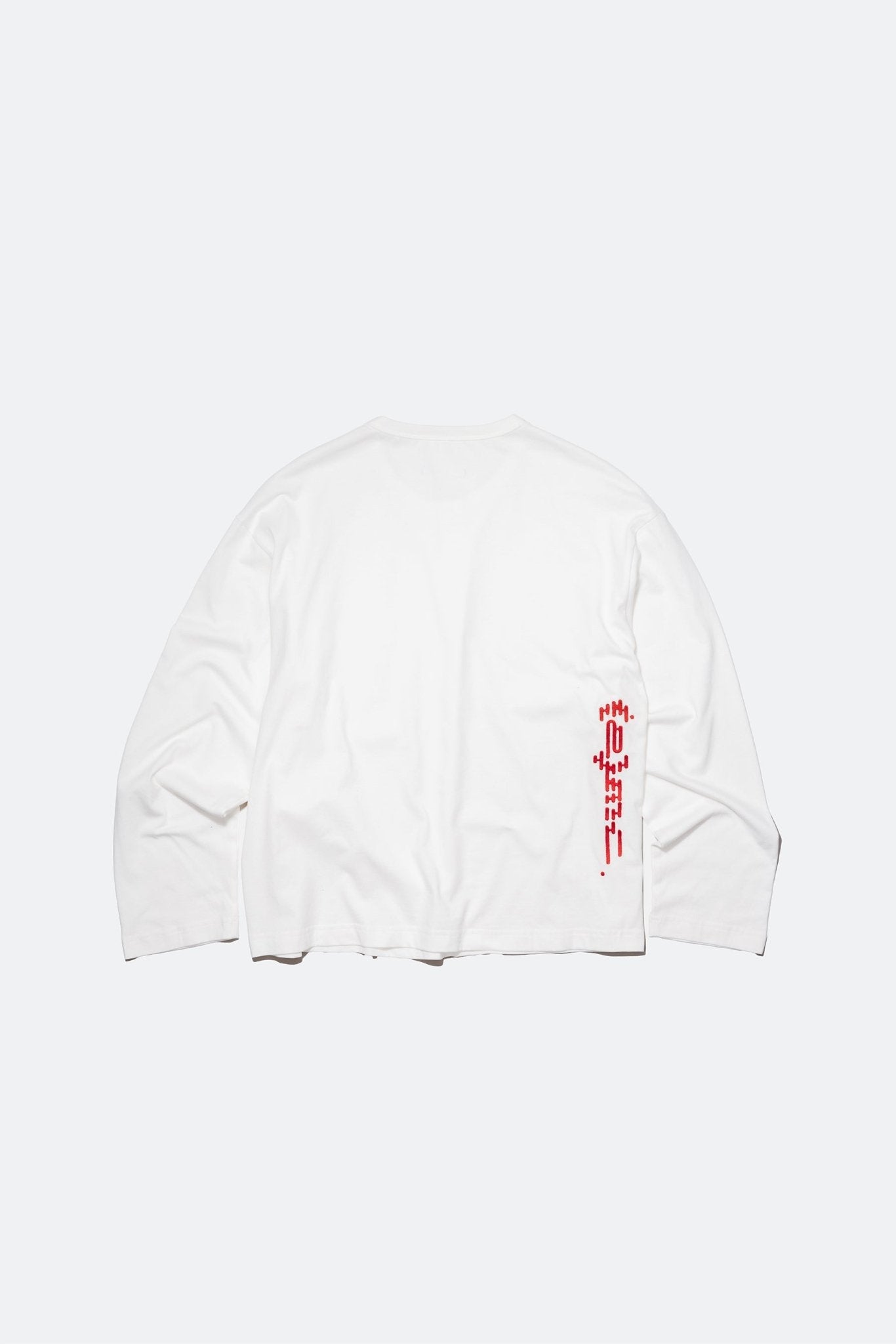 (empty) manual co. red embroidery L/S tee/ white - GROGROCERY
