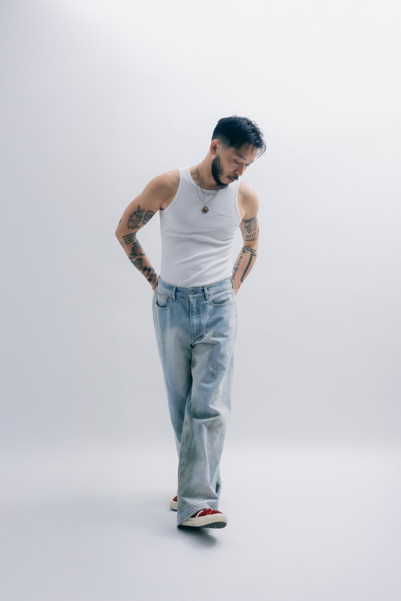 (empty) manual co. rodeo straight cut jeans/ washed blue - GROGROCERY