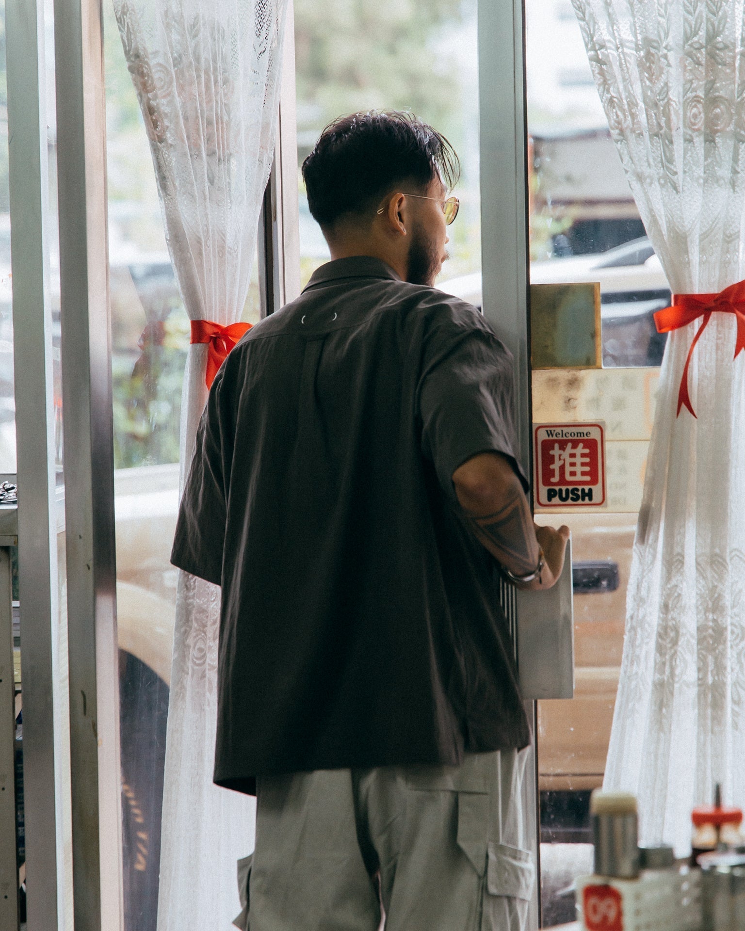 (empty) manual co. twin pocket embroidery shirt/ ashwood - GROGROCERY