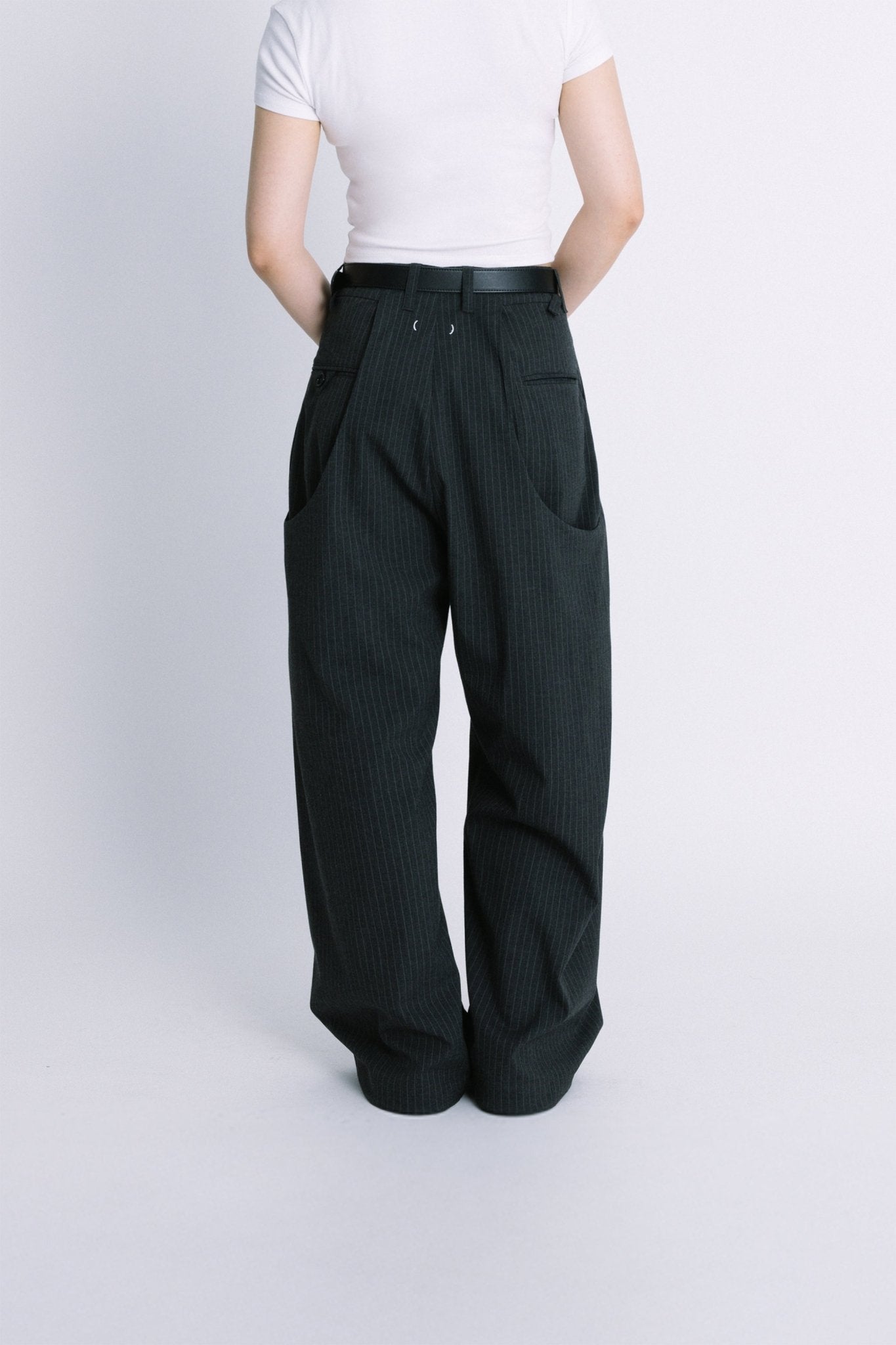 UU wide tailored pants - charcoal stripe