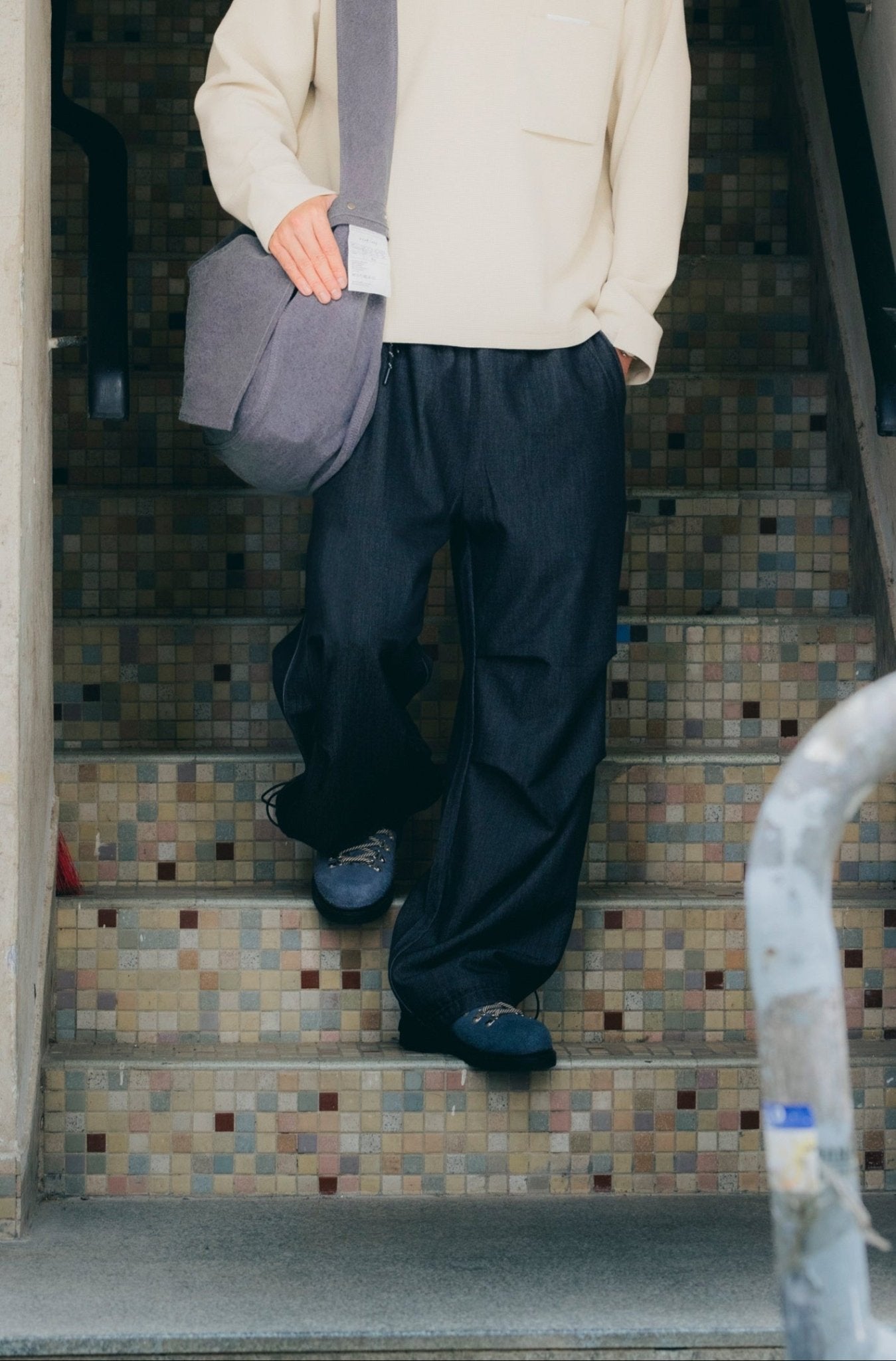 (empty) manual co. wide cut tailored pants/ licorice - GROGROCERY