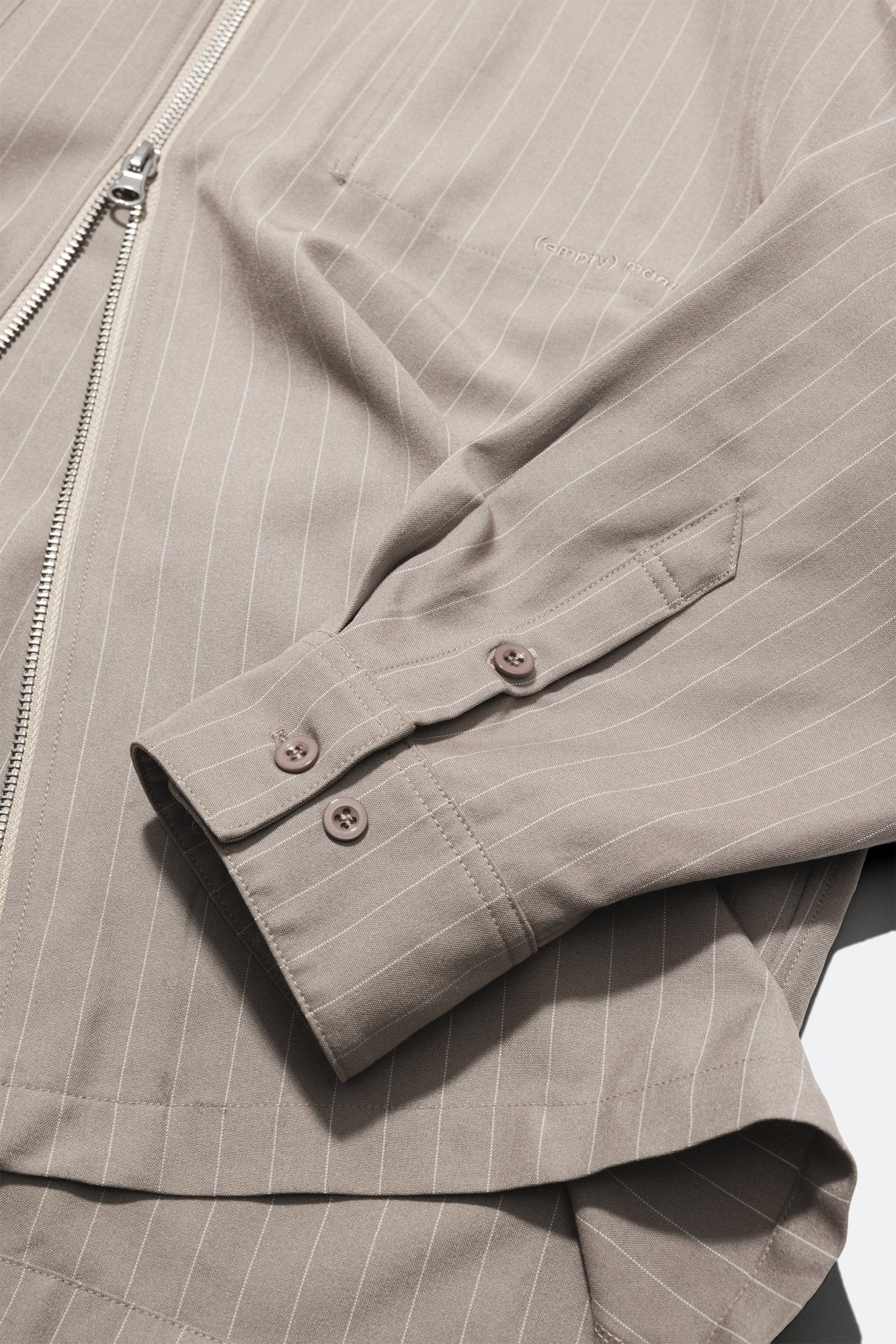 (empty) manual co. zip up shirt jacket/ latte brown pinstripes - GROGROCERY