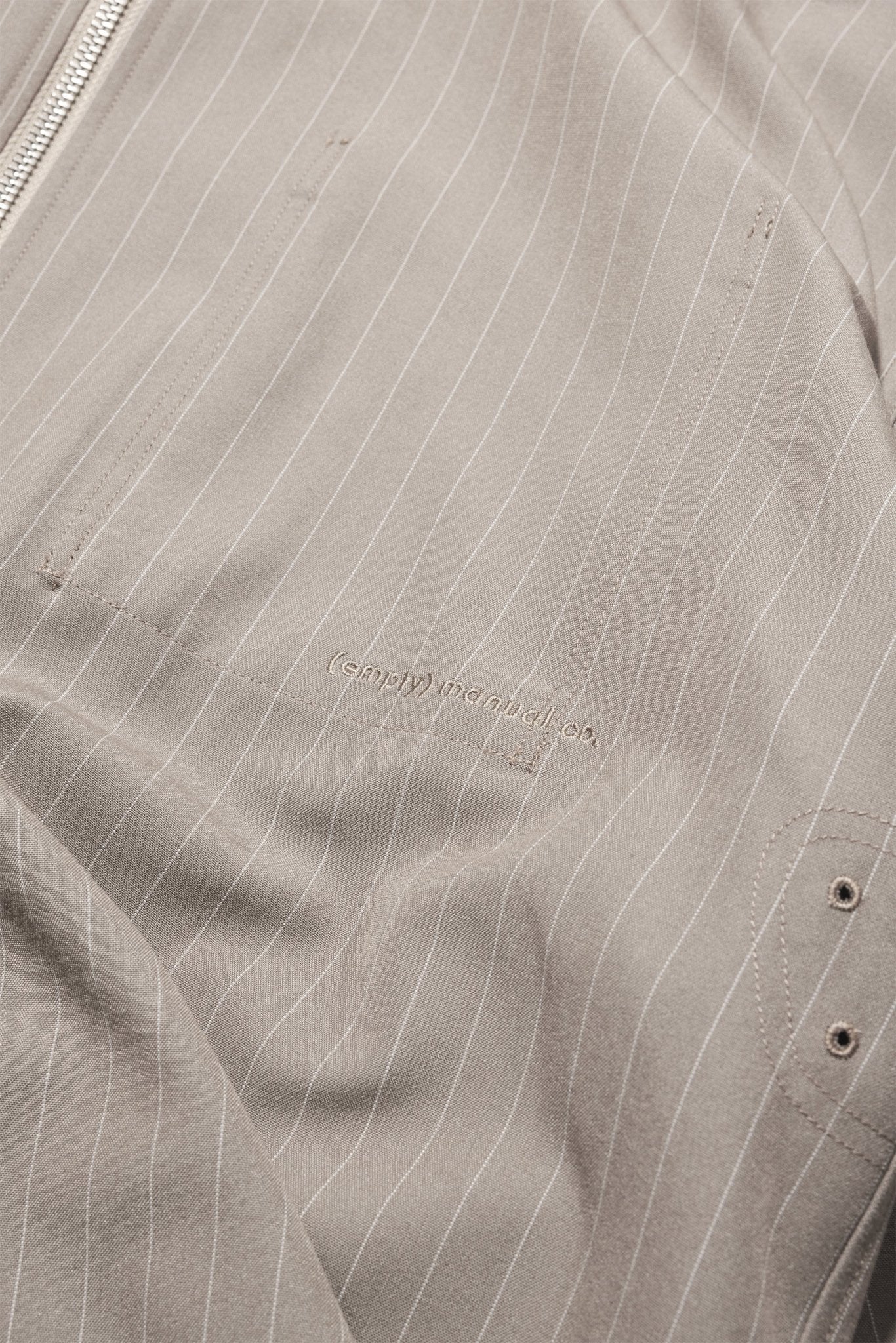 (empty) manual co. zip up shirt jacket/ latte brown pinstripes - GROGROCERY