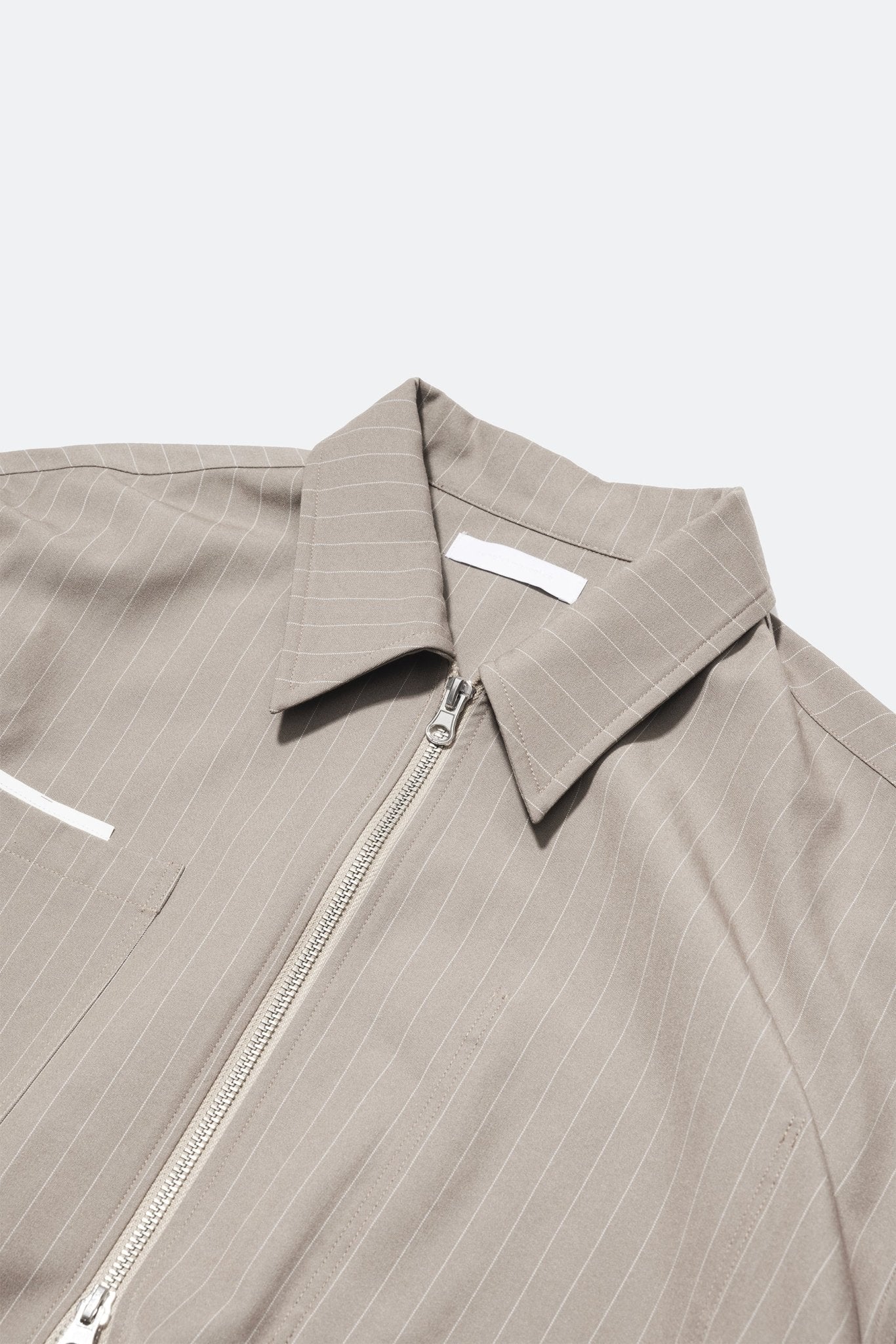 (empty) manual co. zip up shirt jacket/ latte brown pinstripes - GROGROCERY