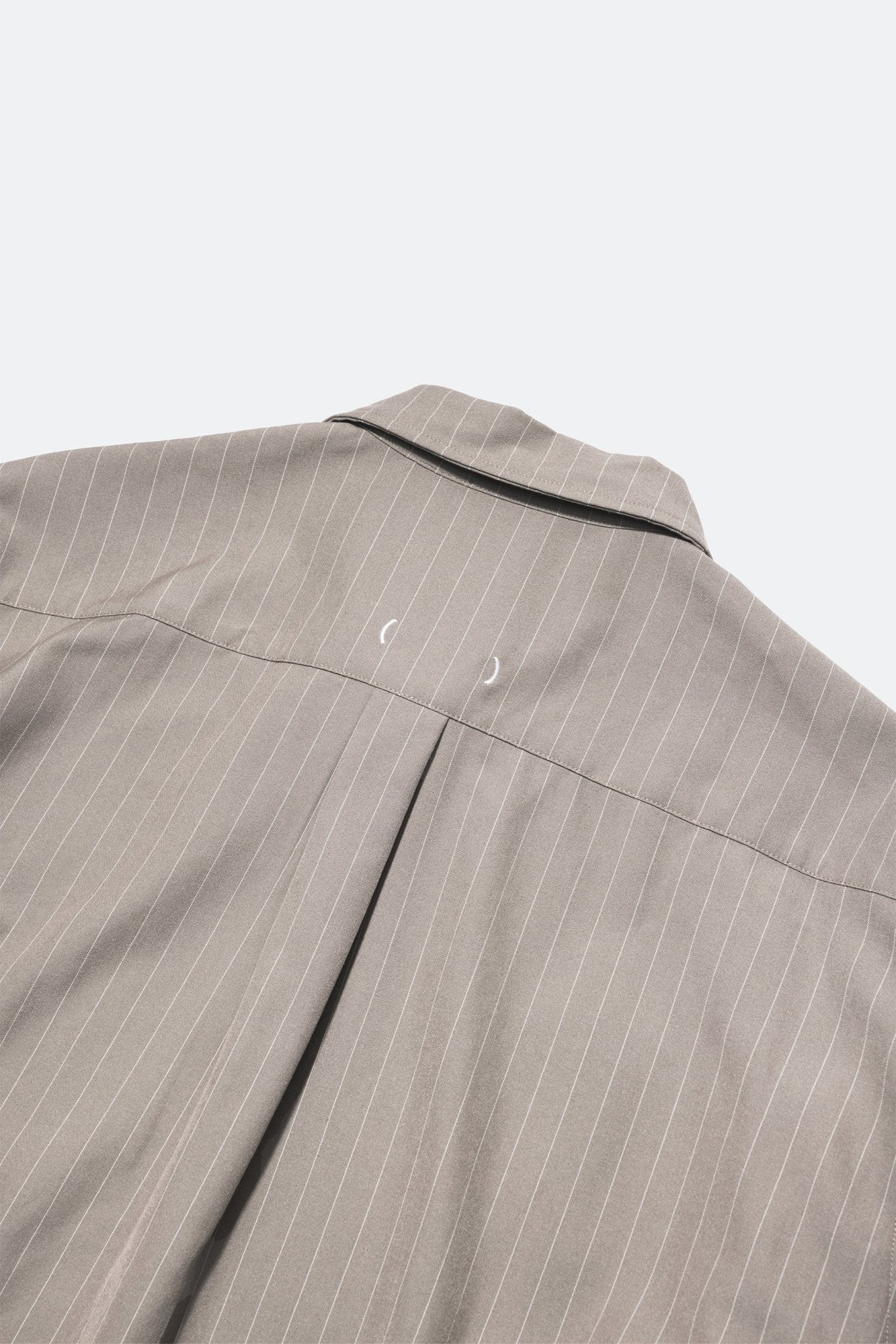 (empty) manual co. zip up shirt jacket/ latte brown pinstripes - GROGROCERY