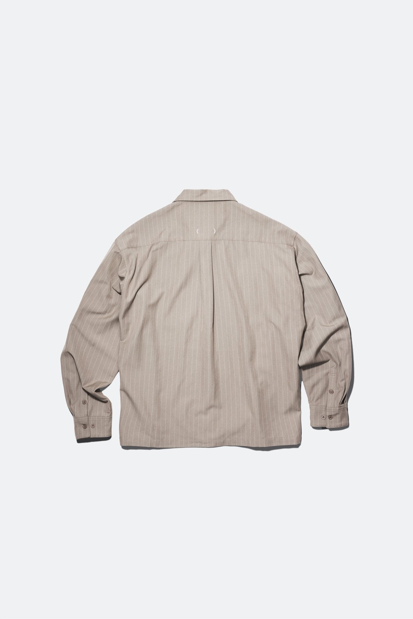 (empty) manual co. zip up shirt jacket/ latte brown pinstripes - GROGROCERY