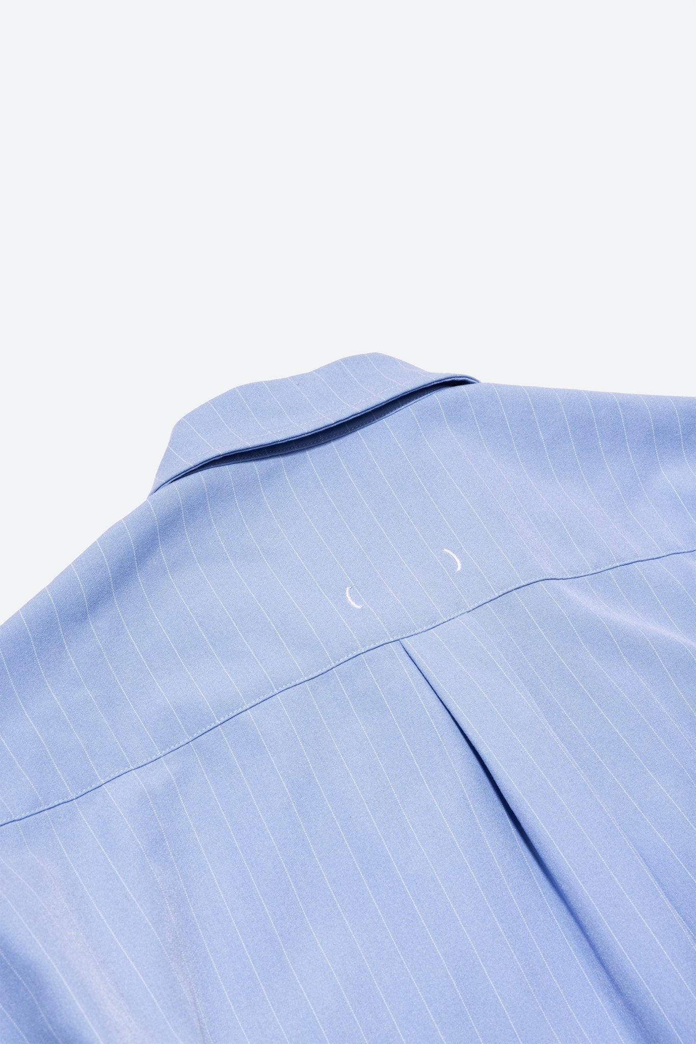(empty) manual co. zip up shirt jacket/ light steel blue pinstripes - GROGROCERY