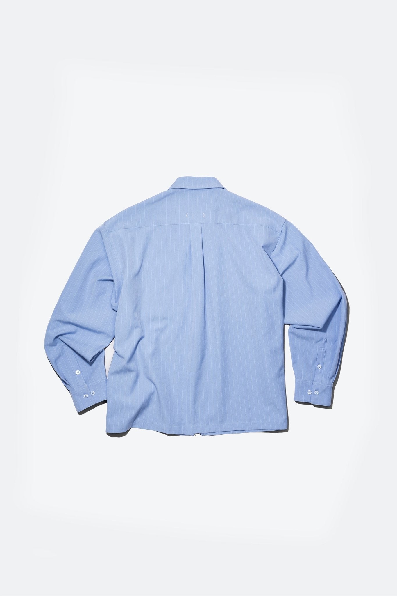 (empty) manual co. zip up shirt jacket/ light steel blue pinstripes - GROGROCERY